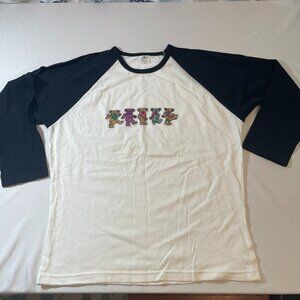 Vintage Grateful Dead T-Shirt L/XL-  Y2K 90's Cotton Raglan  Dancing Bears Rare